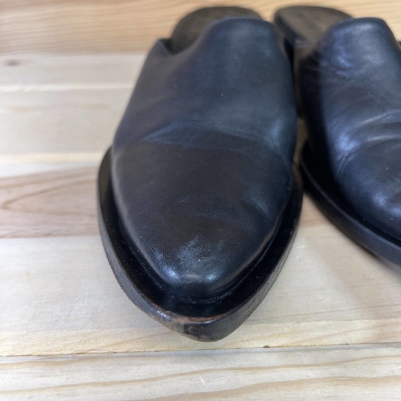 Bag Het Womens Shoes 7.5 8 EU 38 Black Leather Mules Pointy ToesMade in Italy - Picture 5 of 15